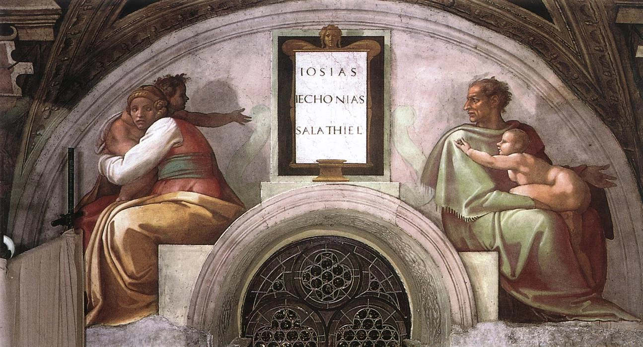 Lunetta - Iosias, Iechonias, Salathiel, Cappella Sistina